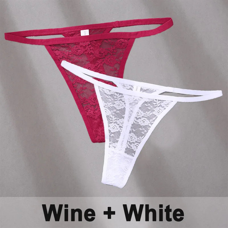 2PCS Sexy Lace G-String Panties