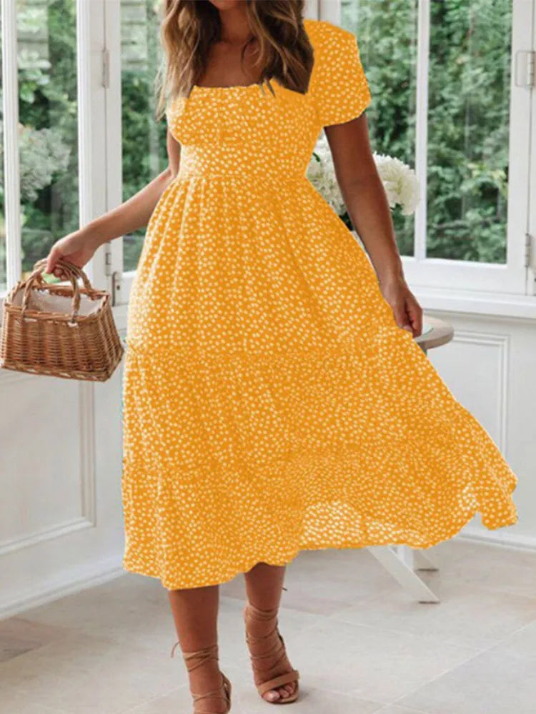 Vintage Floral Puff Sleeve Maxi Dress – Sweet Summer Style