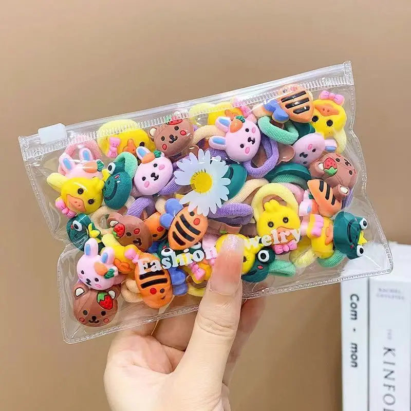 10/20Pcs Cute Cartoon Elastic Hair Bands