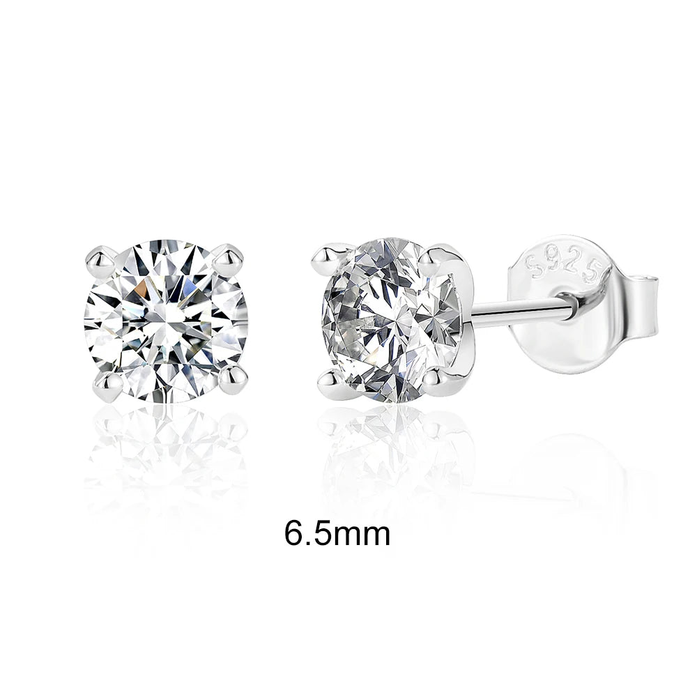 0.5–1.2 Carat D Color Moissanite Ear Stud Earrings for Women