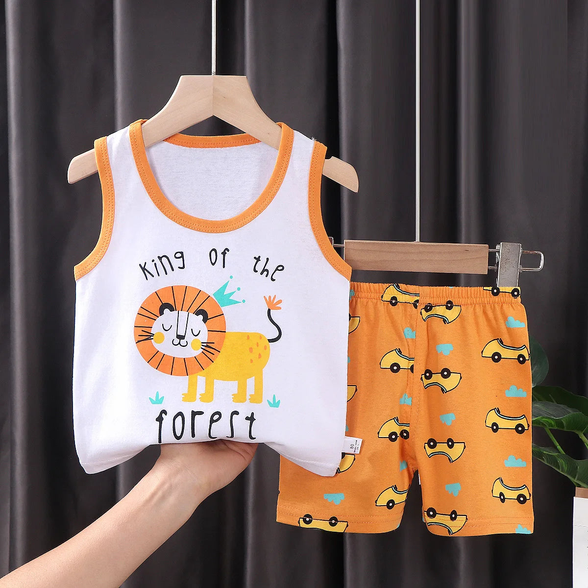 2PCS Baby & Kids Summer Outfit – Cotton Sleeveless T-Shirt + Shorts Set for Boys & Girls