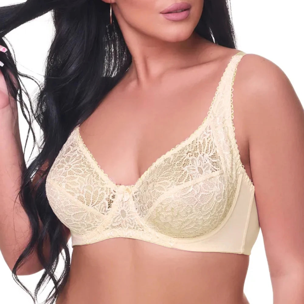 Plus Size Lace Underwire Bra – Sexy Sheer Lingerie Top (C–F Cup)