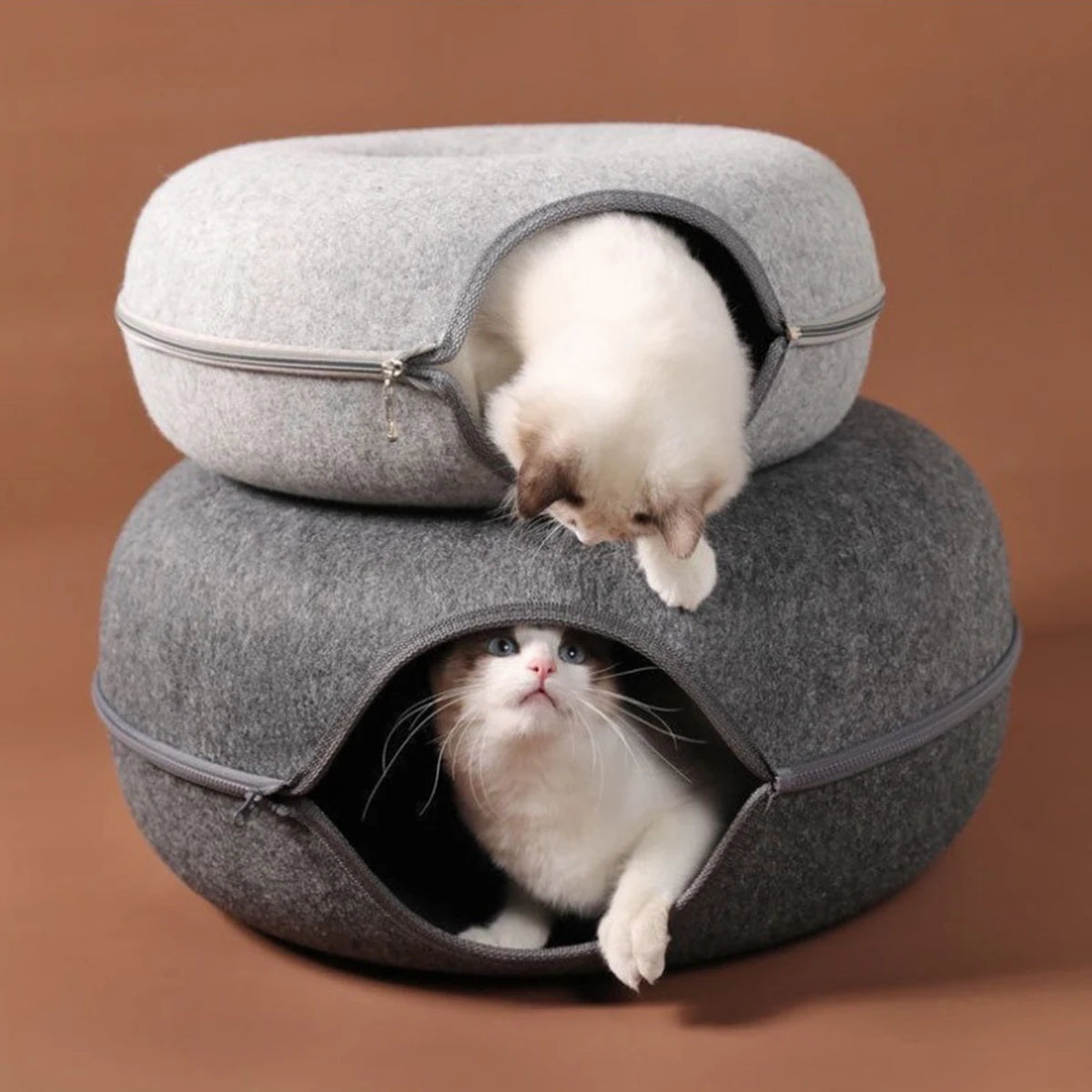 Felt Donut Cat Bed & Interactive Tunnel