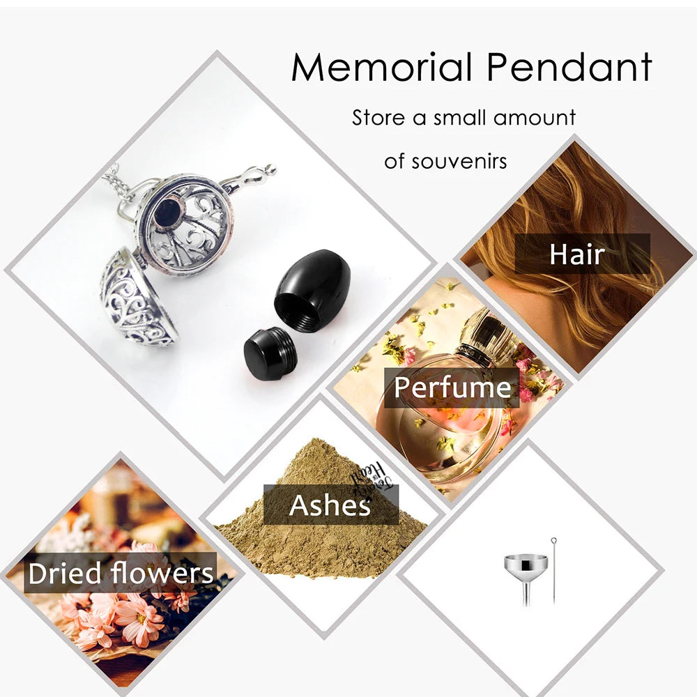 Vintage Hollow Flower Cremation Jewelry Necklace