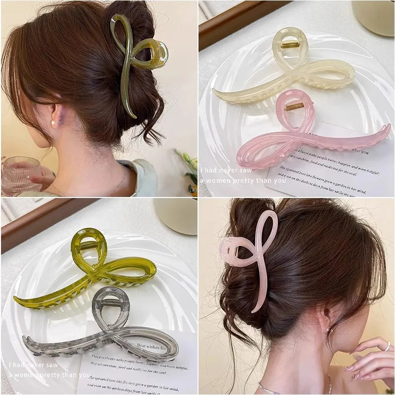 Elegant Jelly Color Bow Hair Claw