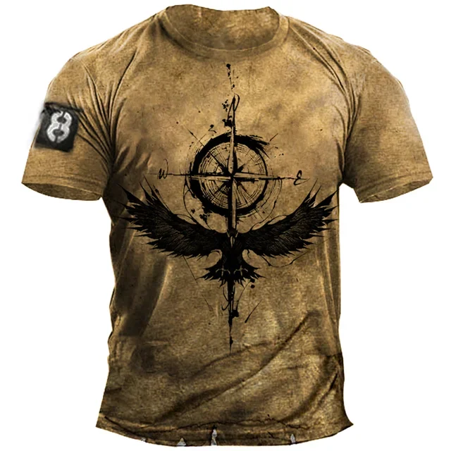 Vintage Men’s Compass Print T-Shirt