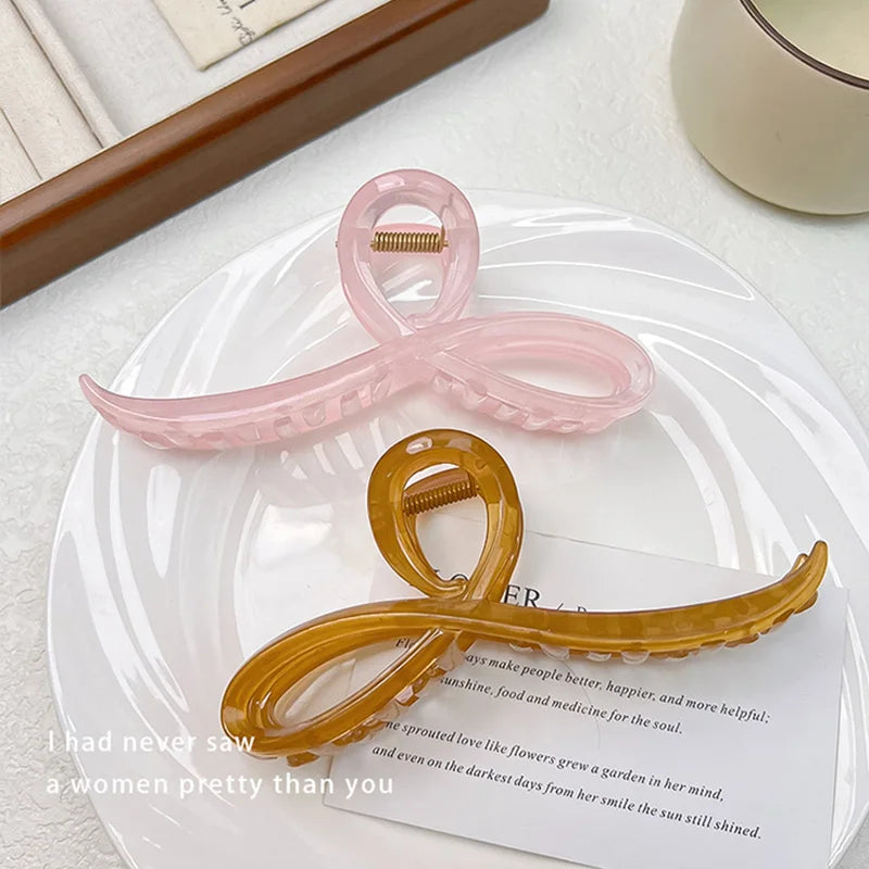 Elegant Jelly Color Bow Hair Claw