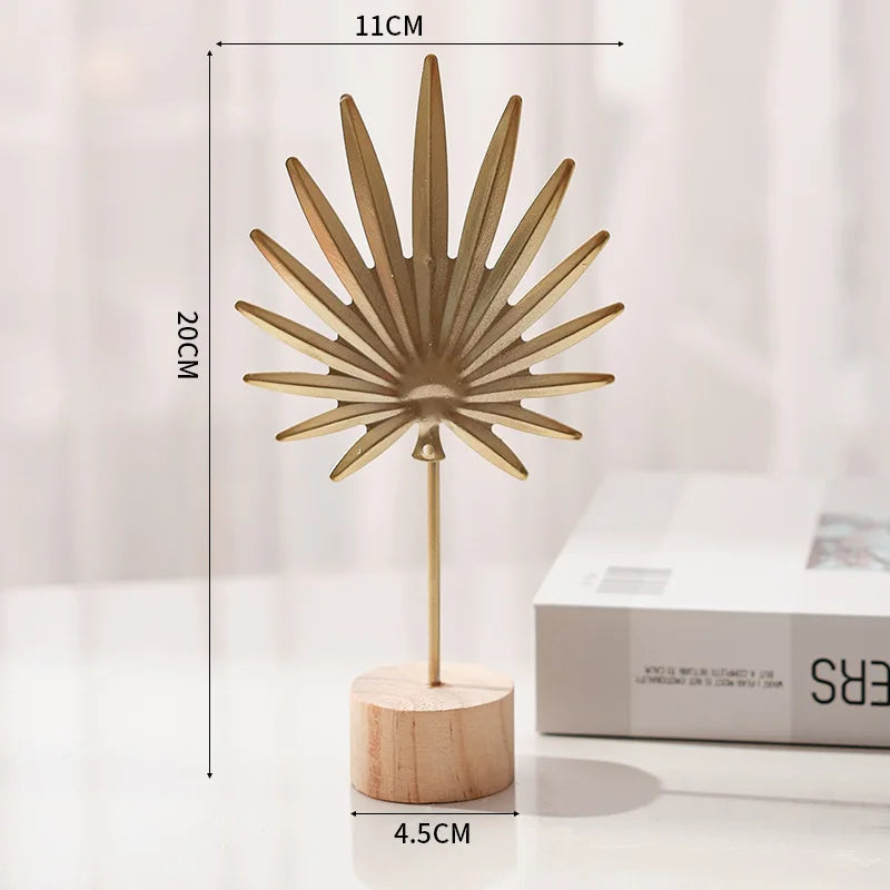 Golden Ginkgo Leaf Feather Metal Figurine