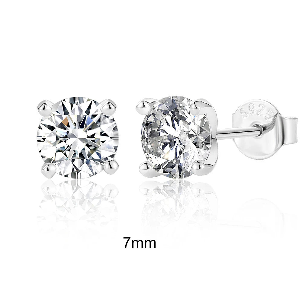 0.5–1.2 Carat D Color Moissanite Ear Stud Earrings for Women