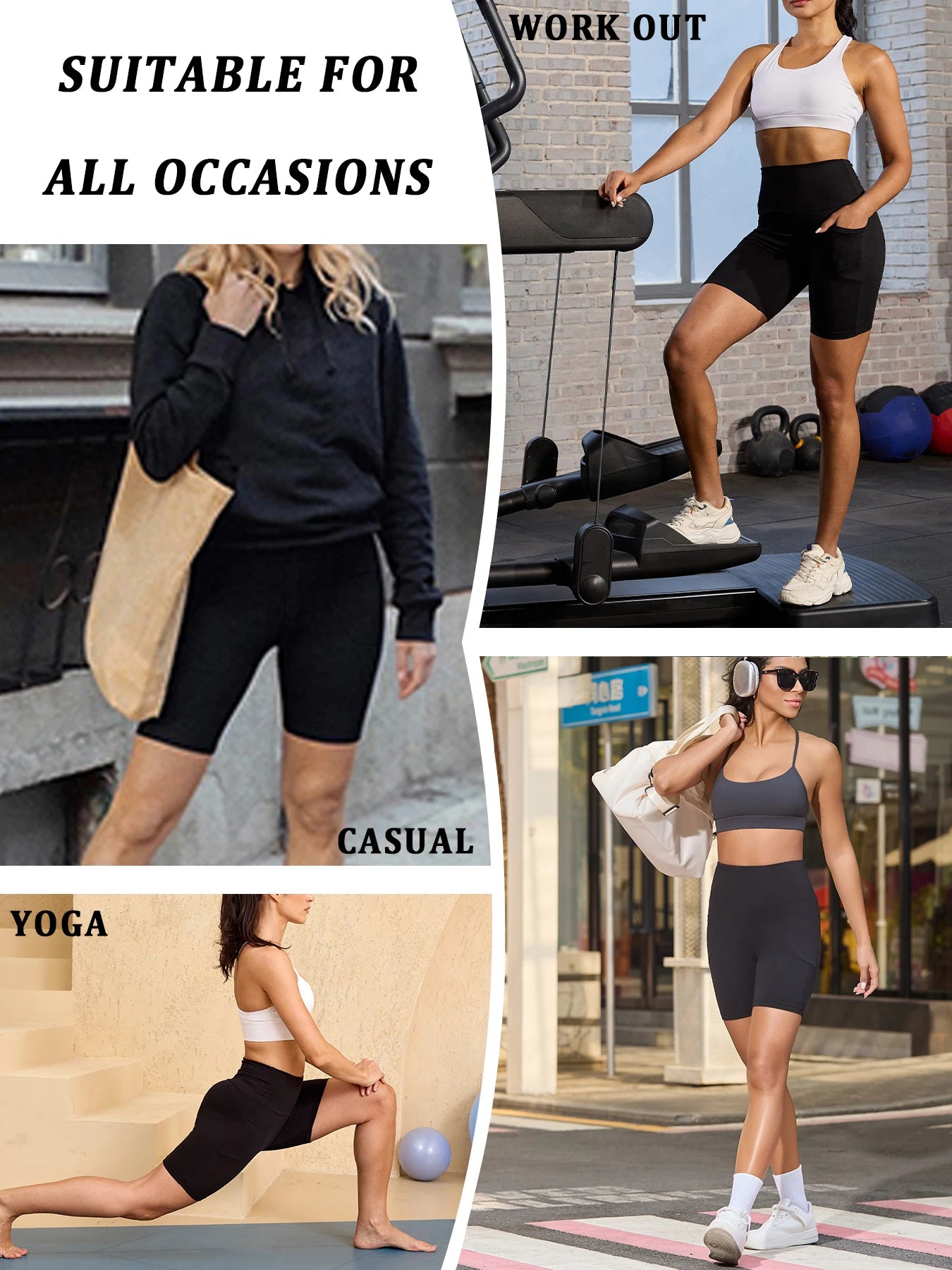High-Waisted Biker Shorts with Pockets – Supportive, No See-Through Fit