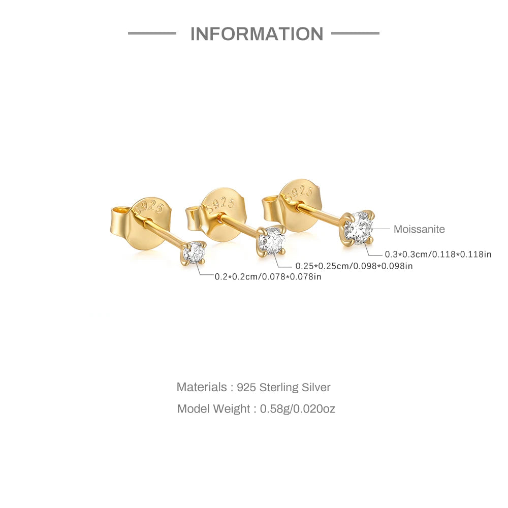 0.5–1.2 Carat D Color Moissanite Ear Stud Earrings for Women