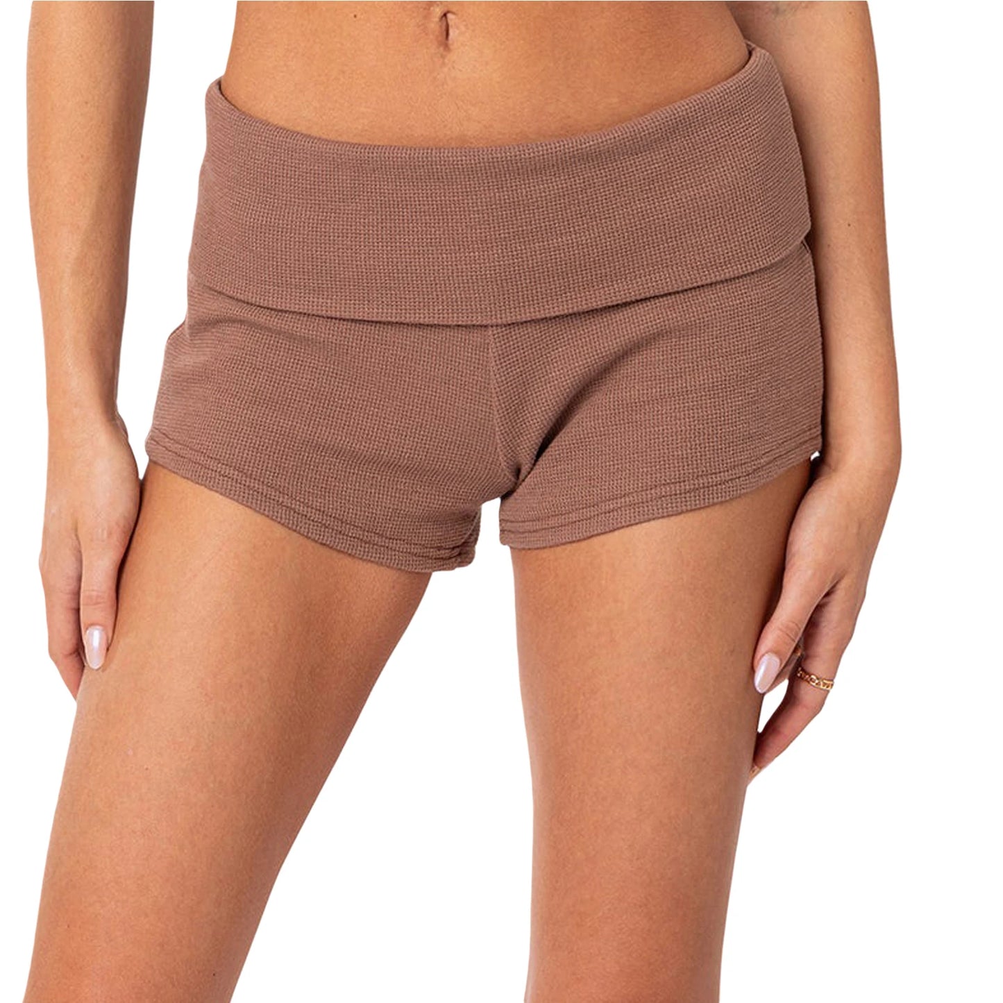 Summer Slim Yoga Shorts – Women’s Casual Fold-Over Lounge Shorts