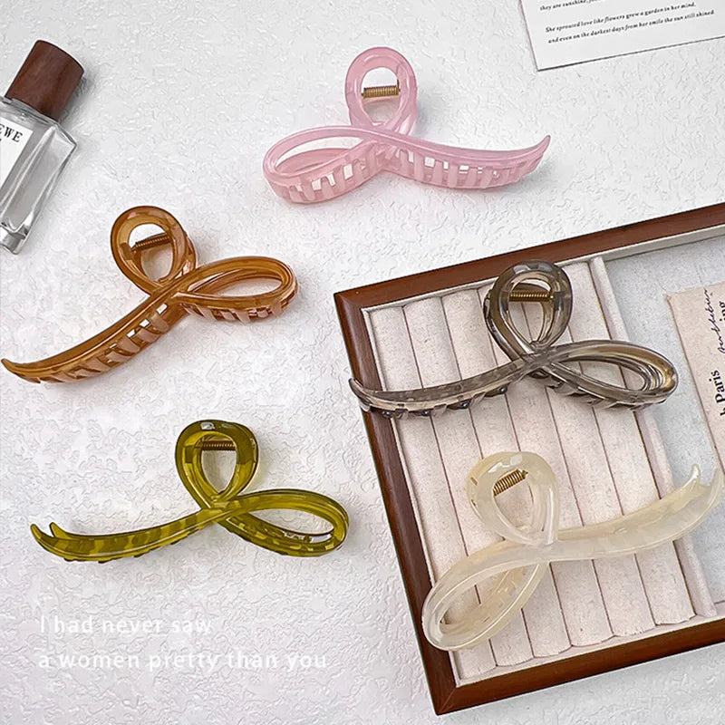 Elegant Jelly Color Bow Hair Claw