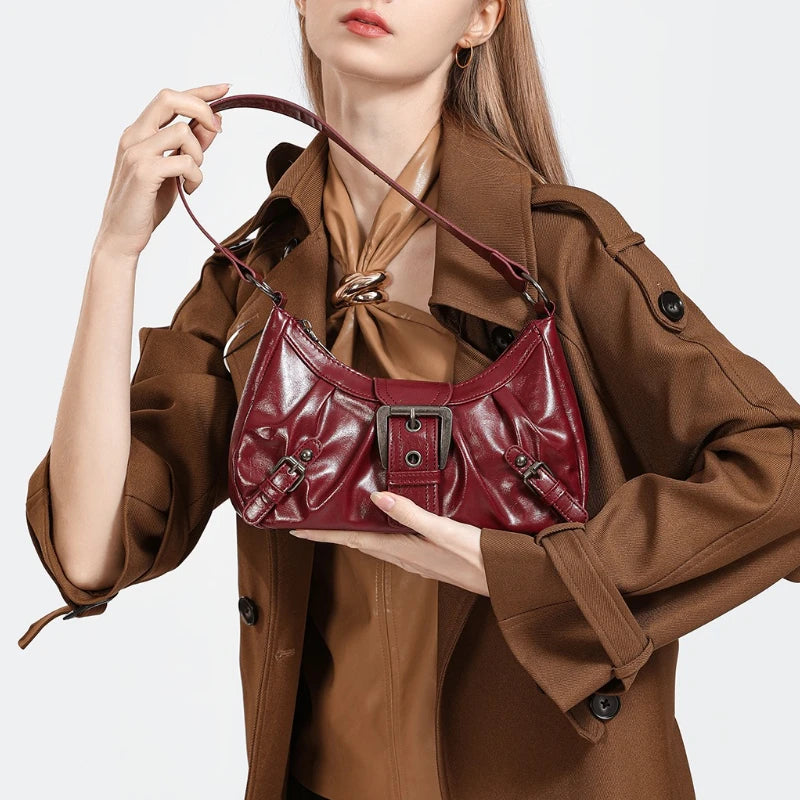 Y2K Retro Pleated Hobo Shoulder Bag for Women