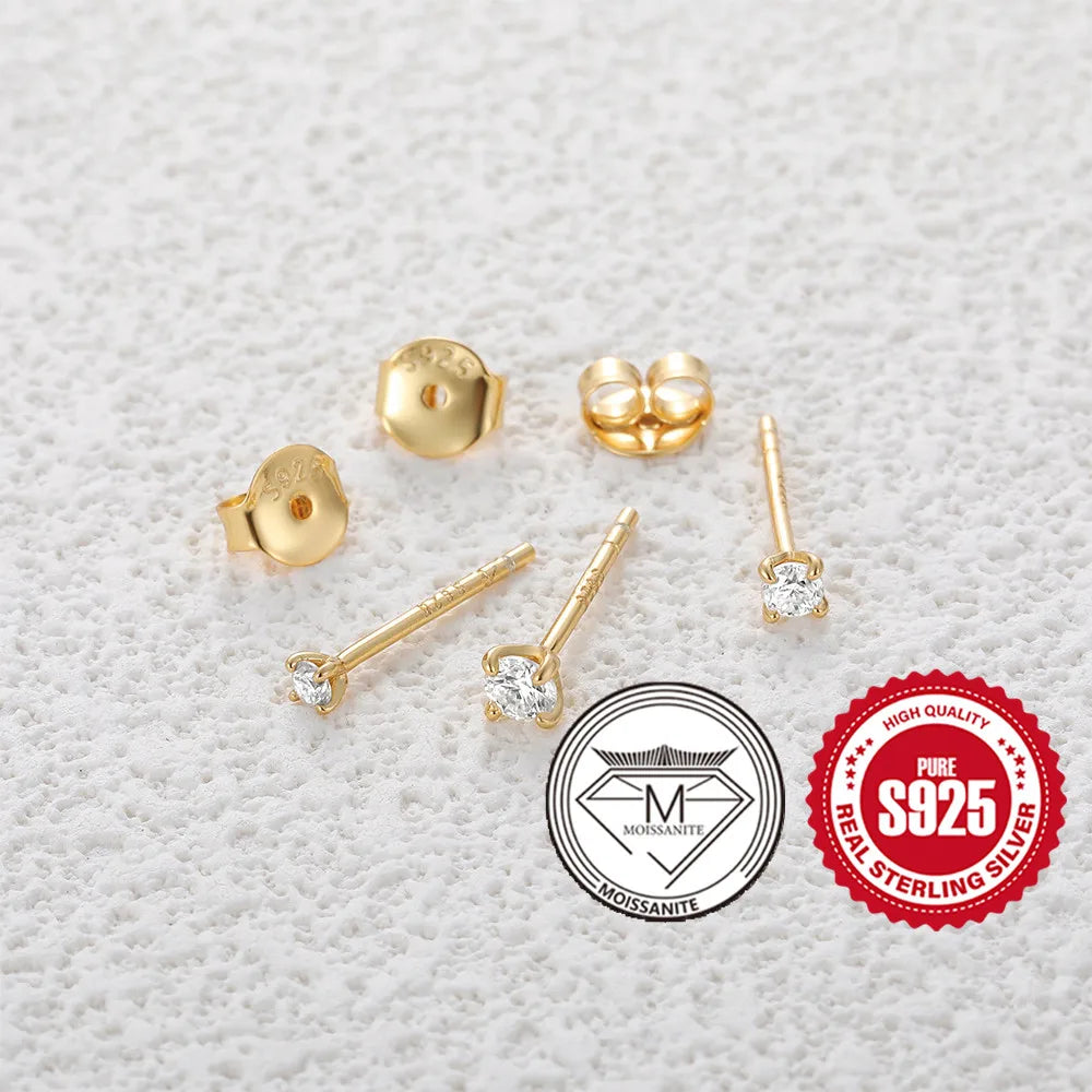 0.5–1.2 Carat D Color Moissanite Ear Stud Earrings for Women