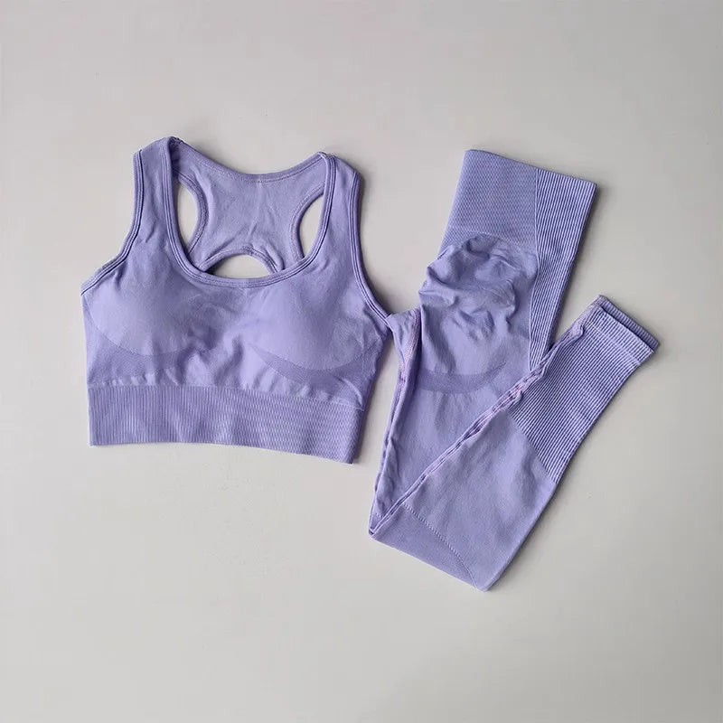 Women’s Seamless Fitness Set – Sports Bra & High-Waist Leggings
