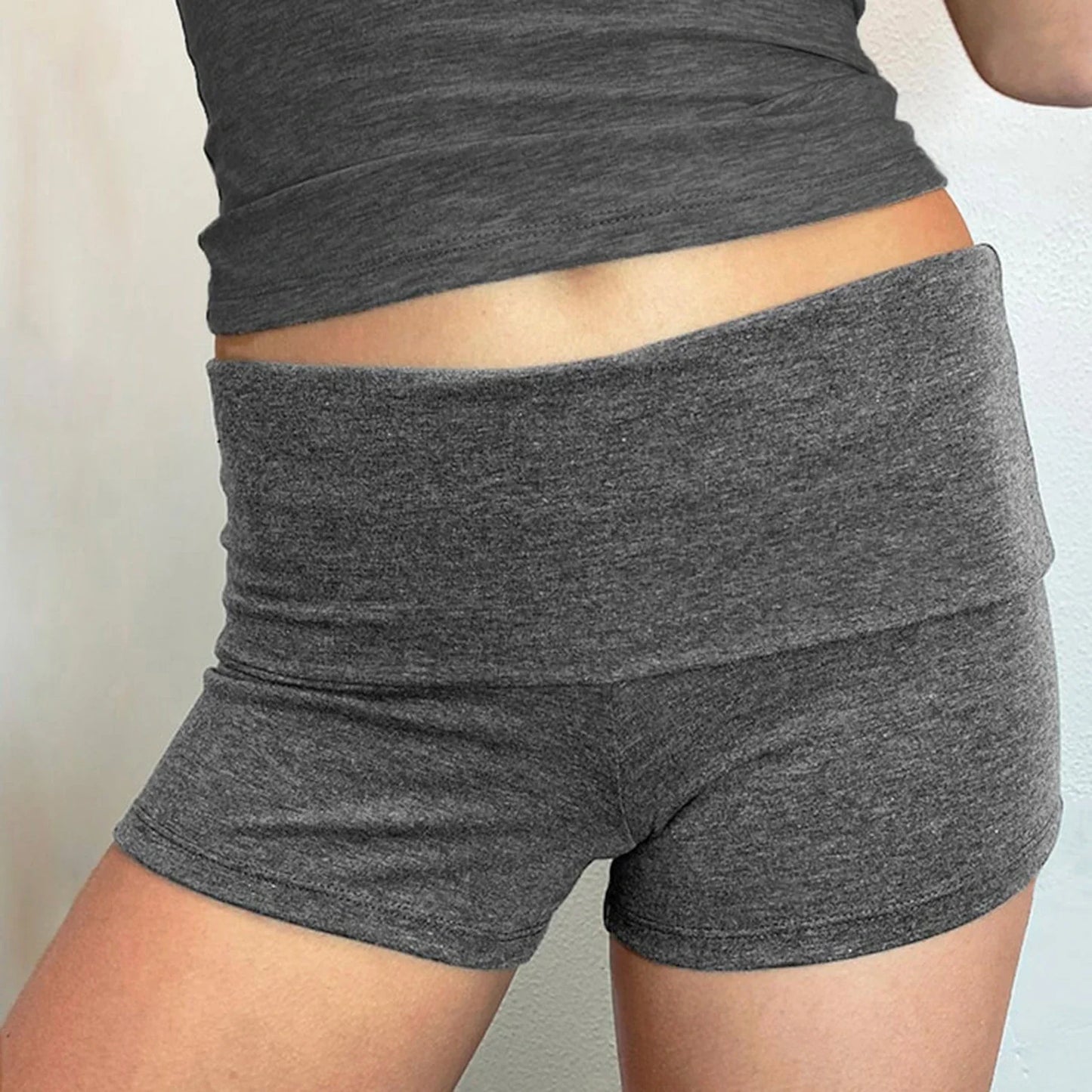 Summer Slim Yoga Shorts – Women’s Casual Fold-Over Lounge Shorts
