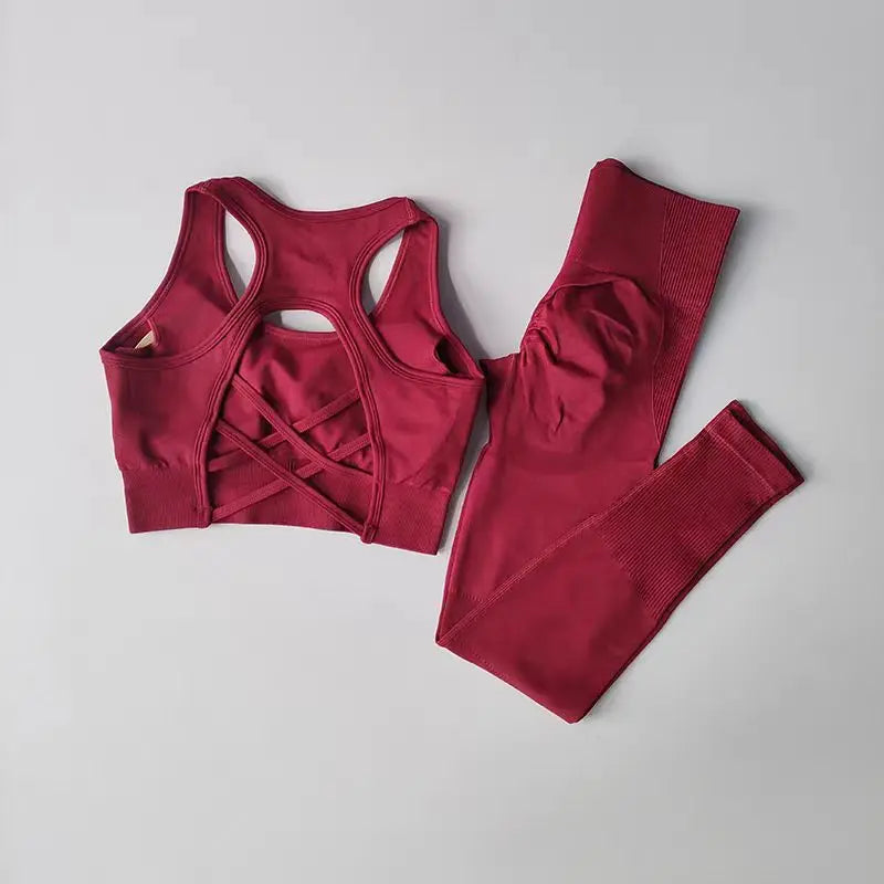 Women’s Seamless Fitness Set – Sports Bra & High-Waist Leggings