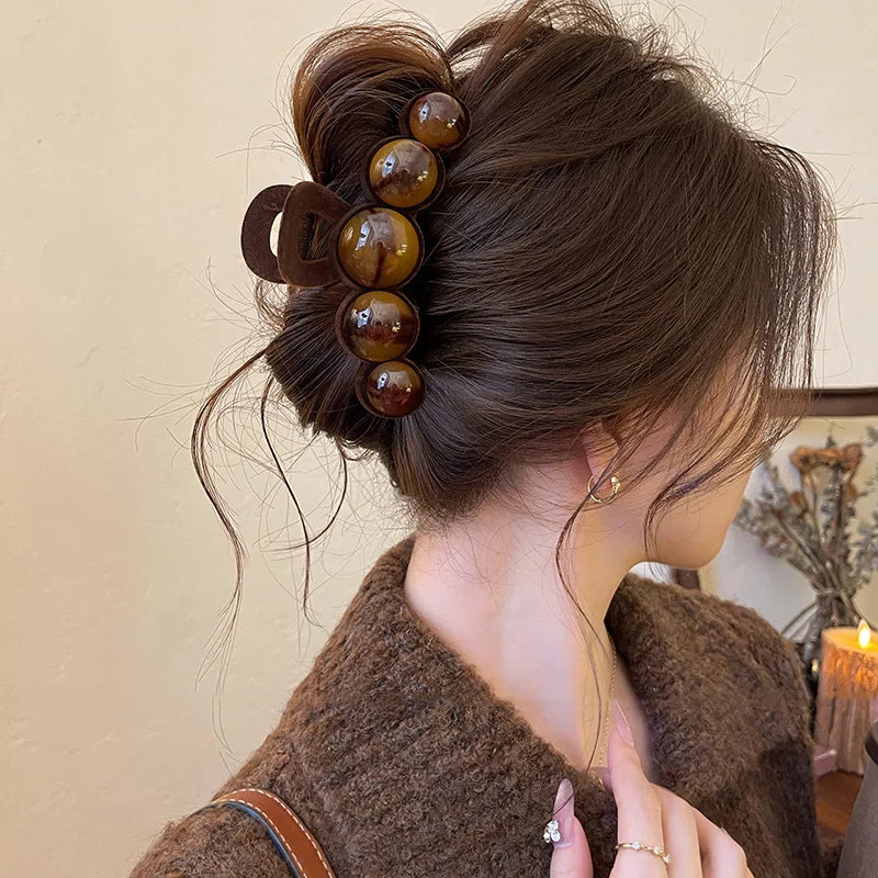 Retro Gradient Beaded Hair Claw