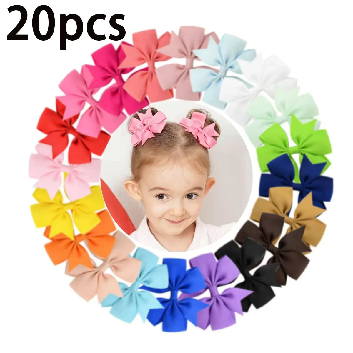 20/40PCS Candy Color Bow Hair Clip Set
