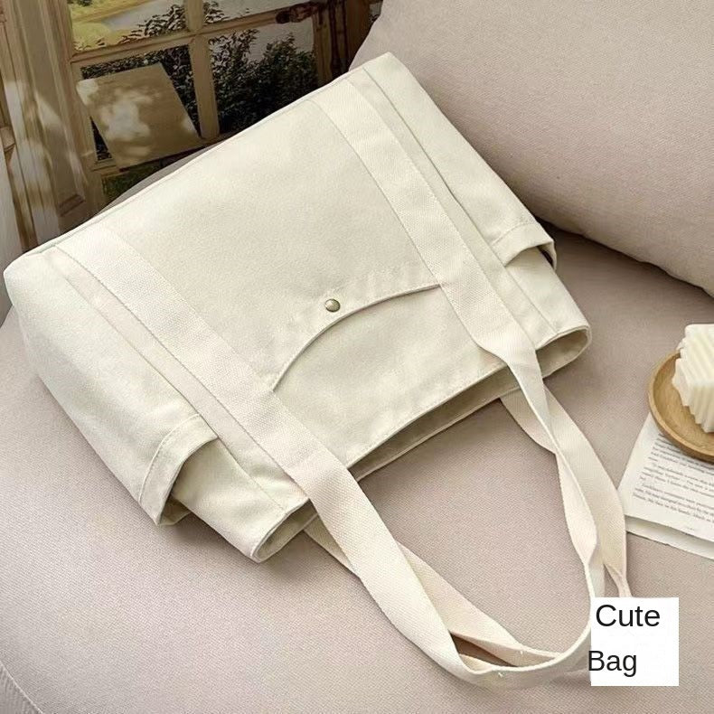 Large Capacity Canvas Solid Letter Tote Bag