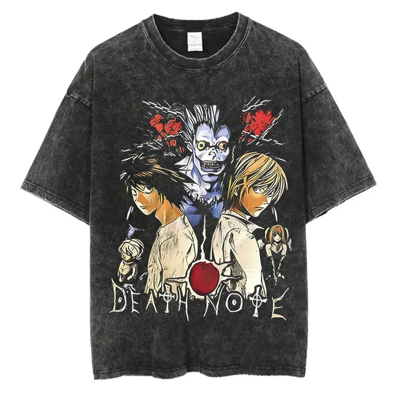 Harajuku Vintage Washed Death Note T-Shirt
