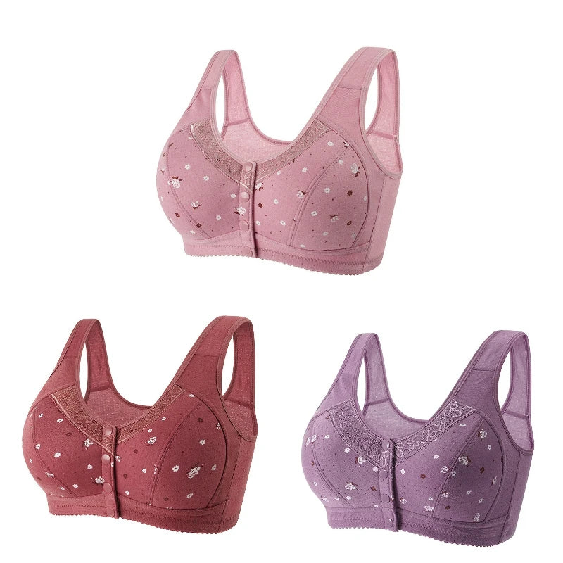 3Pcs/Set Front Closure Plus Size Bras