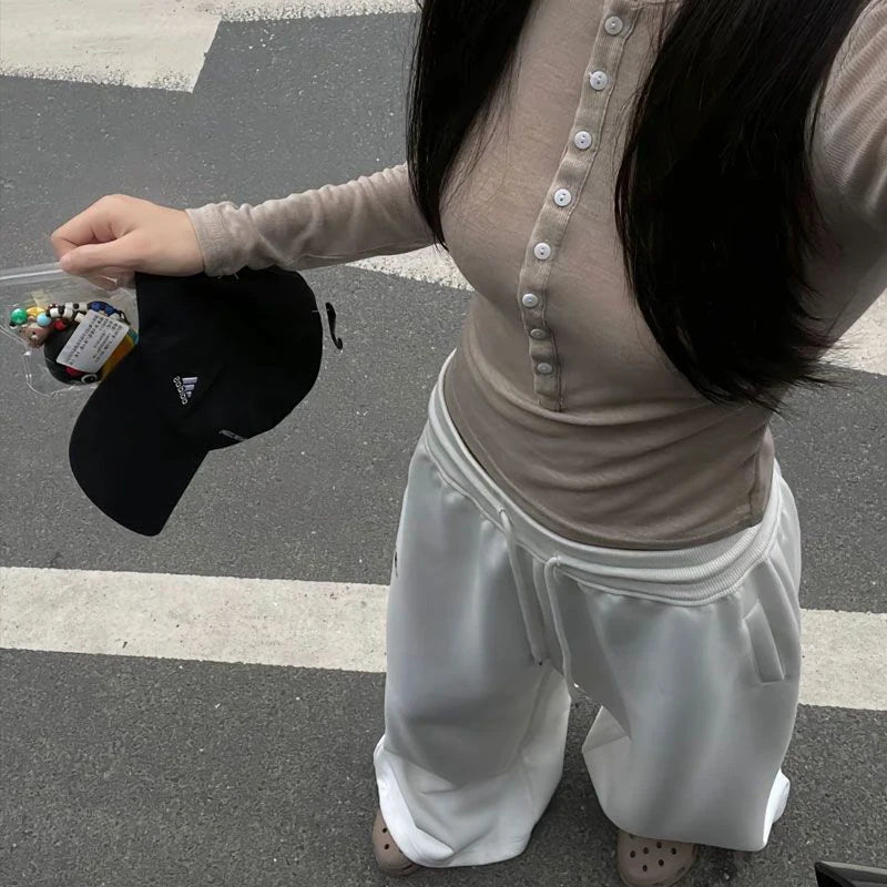 2025 Y2K Vintage Baggy Sweatpants for Women – Korean Style Wide-Leg Streetwear Trousers
