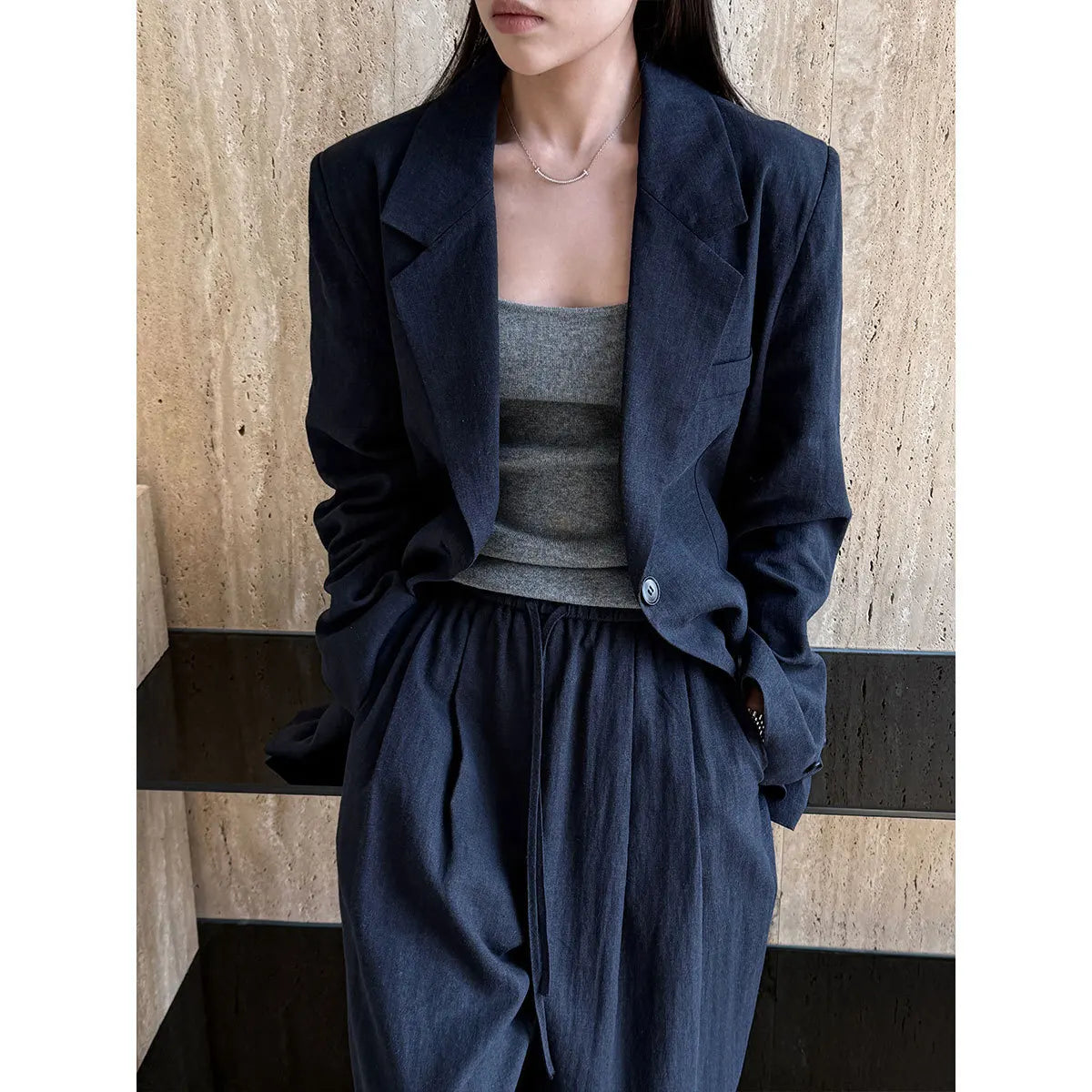2025 Spring Linen Blazer & Pants Set for Women – Cotton-Linen Suit Pieces (Sold Separately)