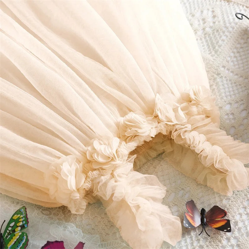 Backless Sleeveless Princess Dress with Pearls