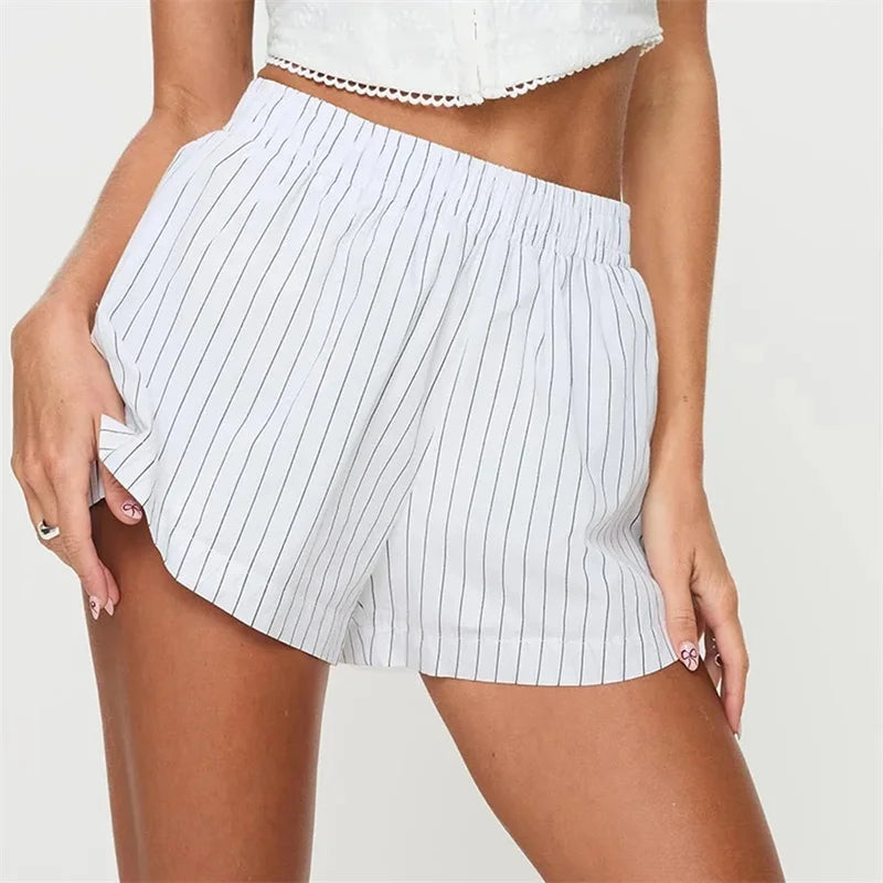 Women’s Y2K Stripes Boxer Shorts – 2025 Summer Hot Pants