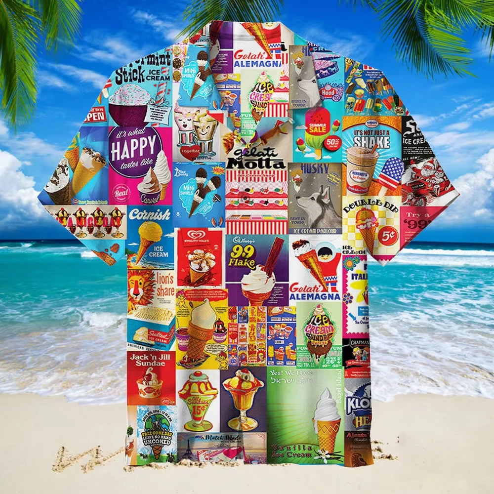 2025 Trendy Ice Cream Print Hawaiian Shirt