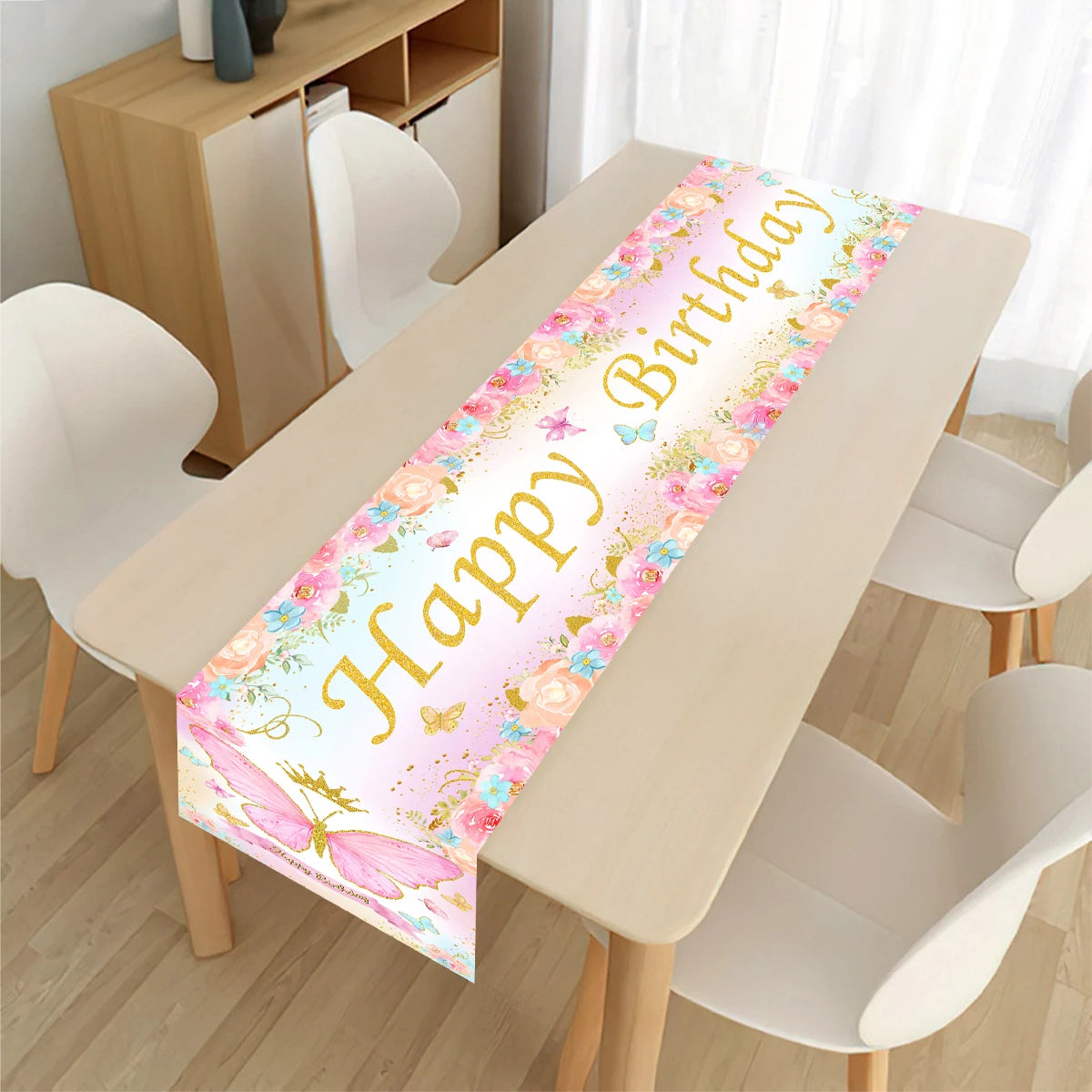 Black Gold Birthday Table Runner Table Cover Happy Birthday Party Decorations For Kids Adults Home 1st Bithday Table Decor