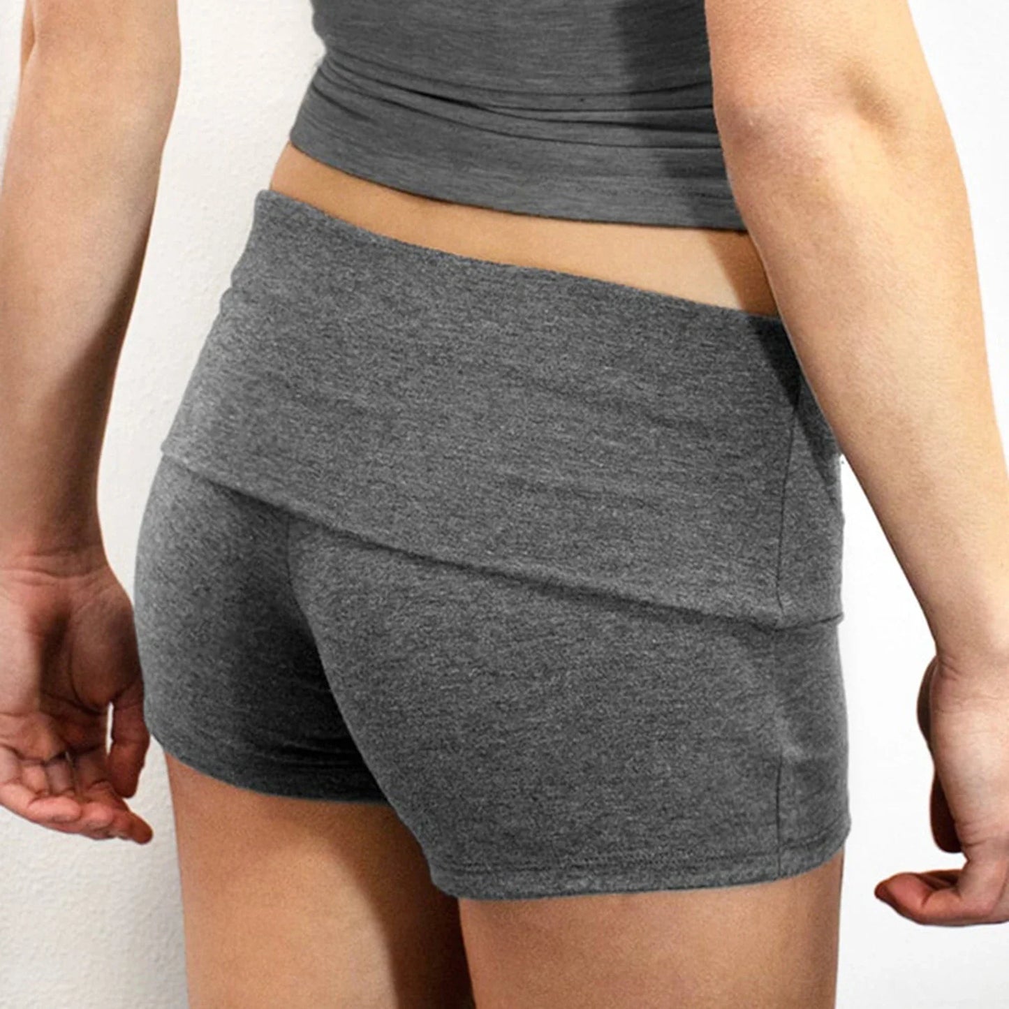 Summer Slim Yoga Shorts – Women’s Casual Fold-Over Lounge Shorts