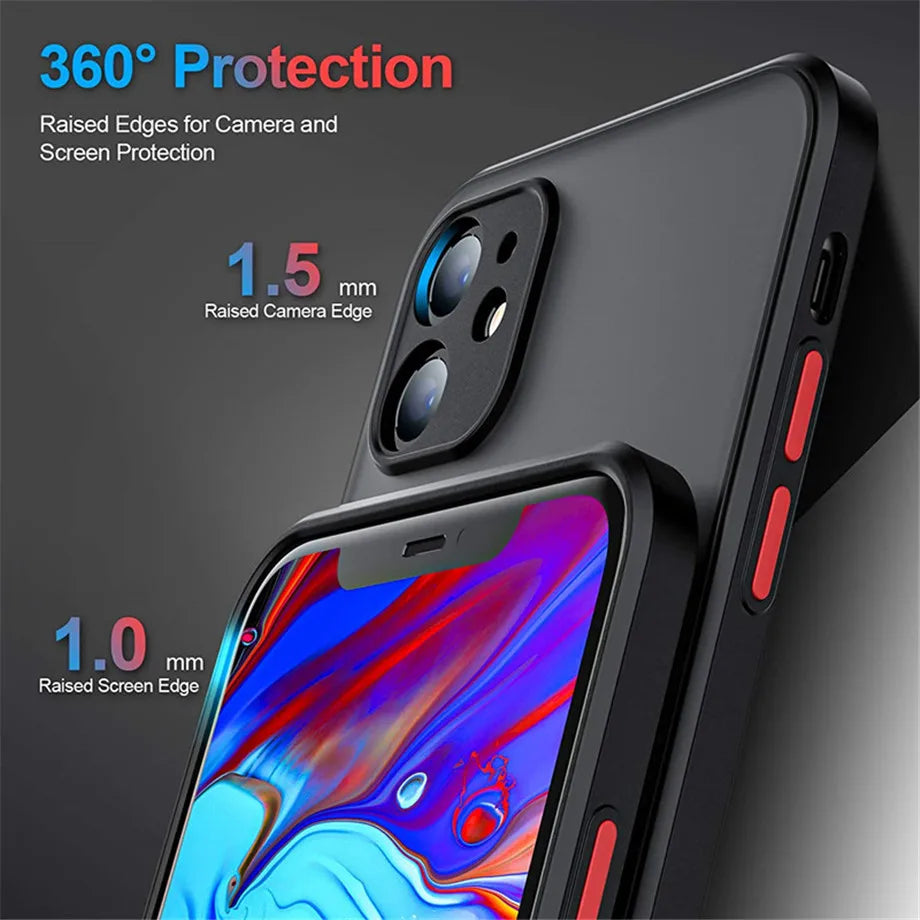 Shockproof Armor Matte Case for iPhone 16 / 15 / 14 Plus / 13 / 12 / 11 Pro Max