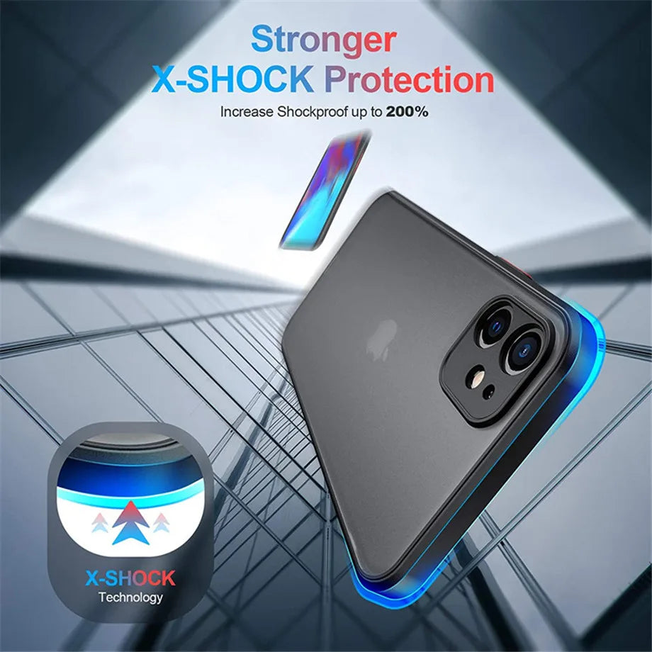 Shockproof Armor Matte Case for iPhone 16 / 15 / 14 Plus / 13 / 12 / 11 Pro Max