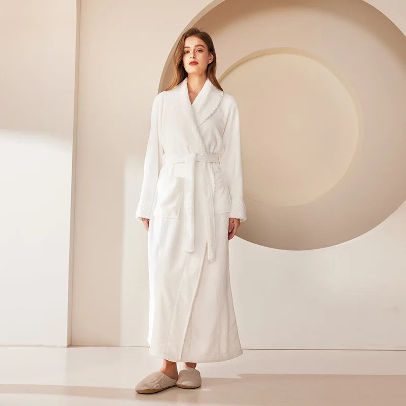 Thick Flannel Jacquard Couple Bathrobe