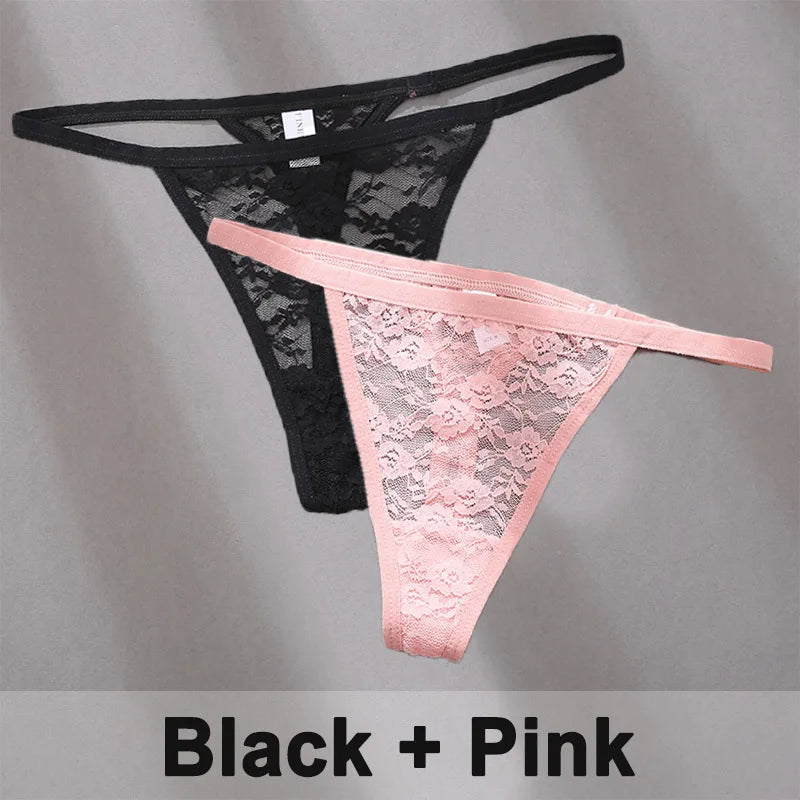 2PCS Sexy Lace G-String Panties