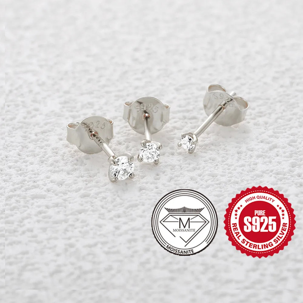 0.5–1.2 Carat D Color Moissanite Ear Stud Earrings for Women