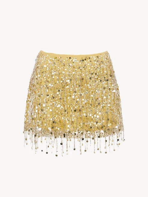2025 Spring Summer Sexy Beach Tassel Skirt Set – Sequin Backless Sleeveless Ibiza Festival Outfit