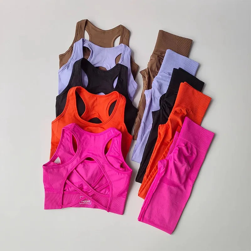 Women’s Seamless Fitness Set – Sports Bra & High-Waist Leggings