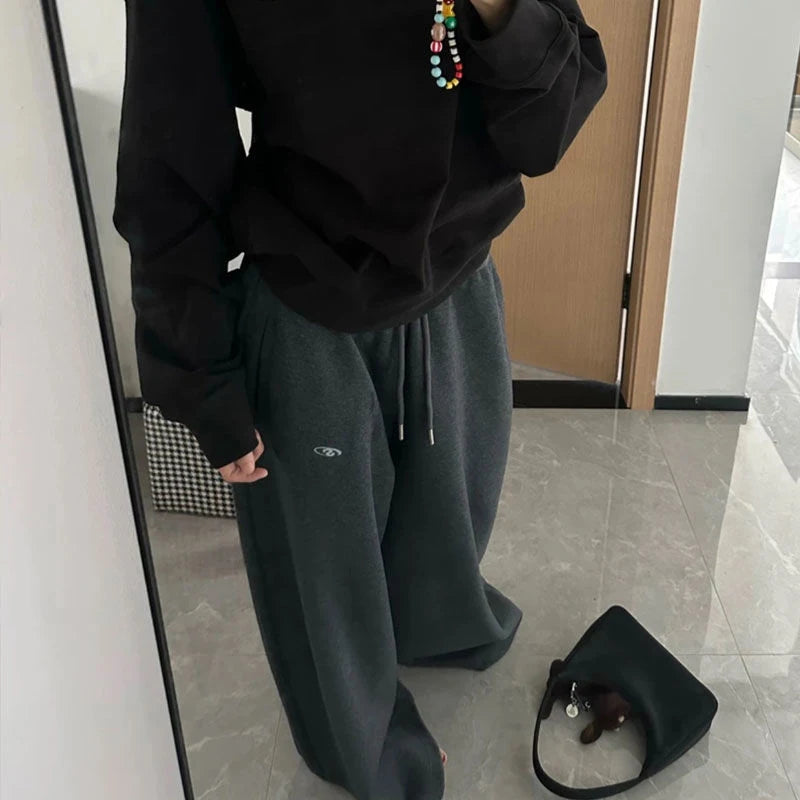 2025 Y2K Vintage Baggy Sweatpants for Women – Korean Style Wide-Leg Streetwear Trousers