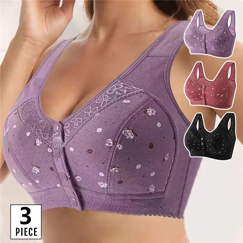 3Pcs/Set Front Closure Plus Size Bras