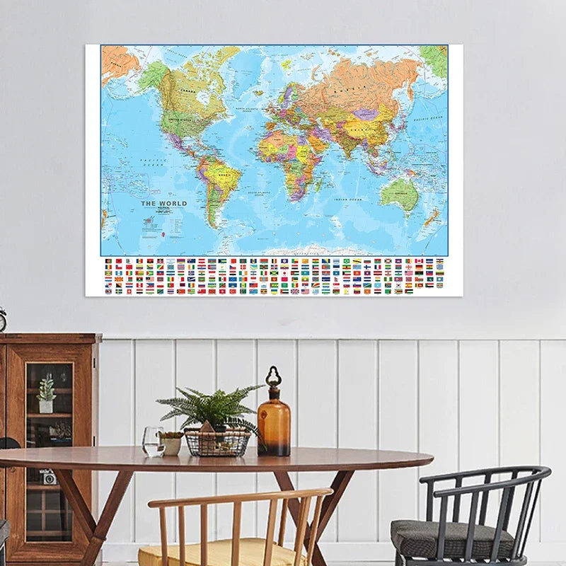 150x100cm World Map Wall Art Poster