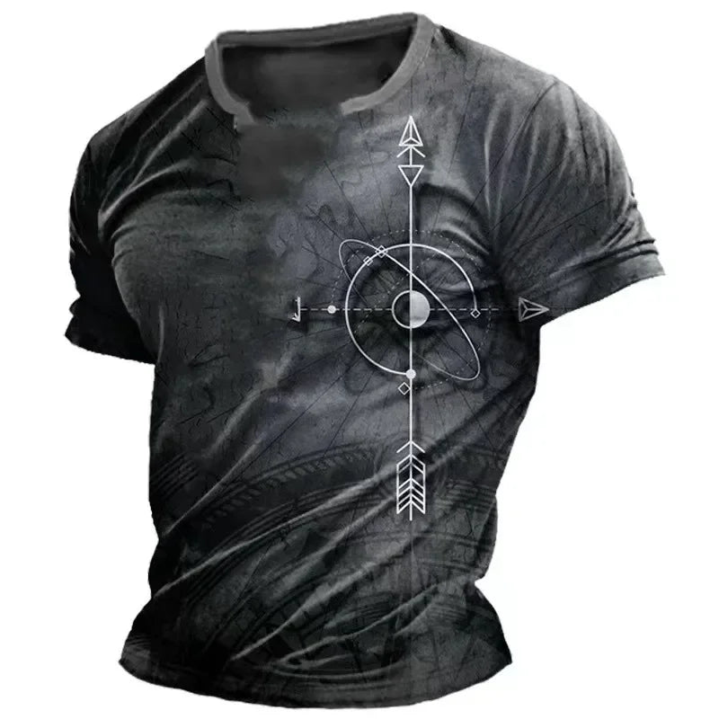 Vintage Men’s Compass Print T-Shirt