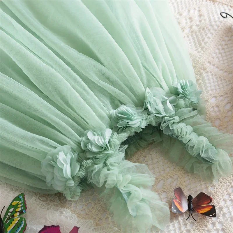 Backless Sleeveless Princess Dress with Pearls
