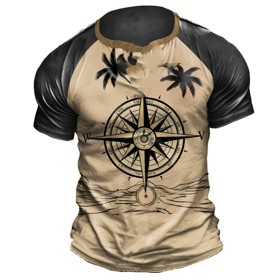 Vintage Men’s Compass Print T-Shirt