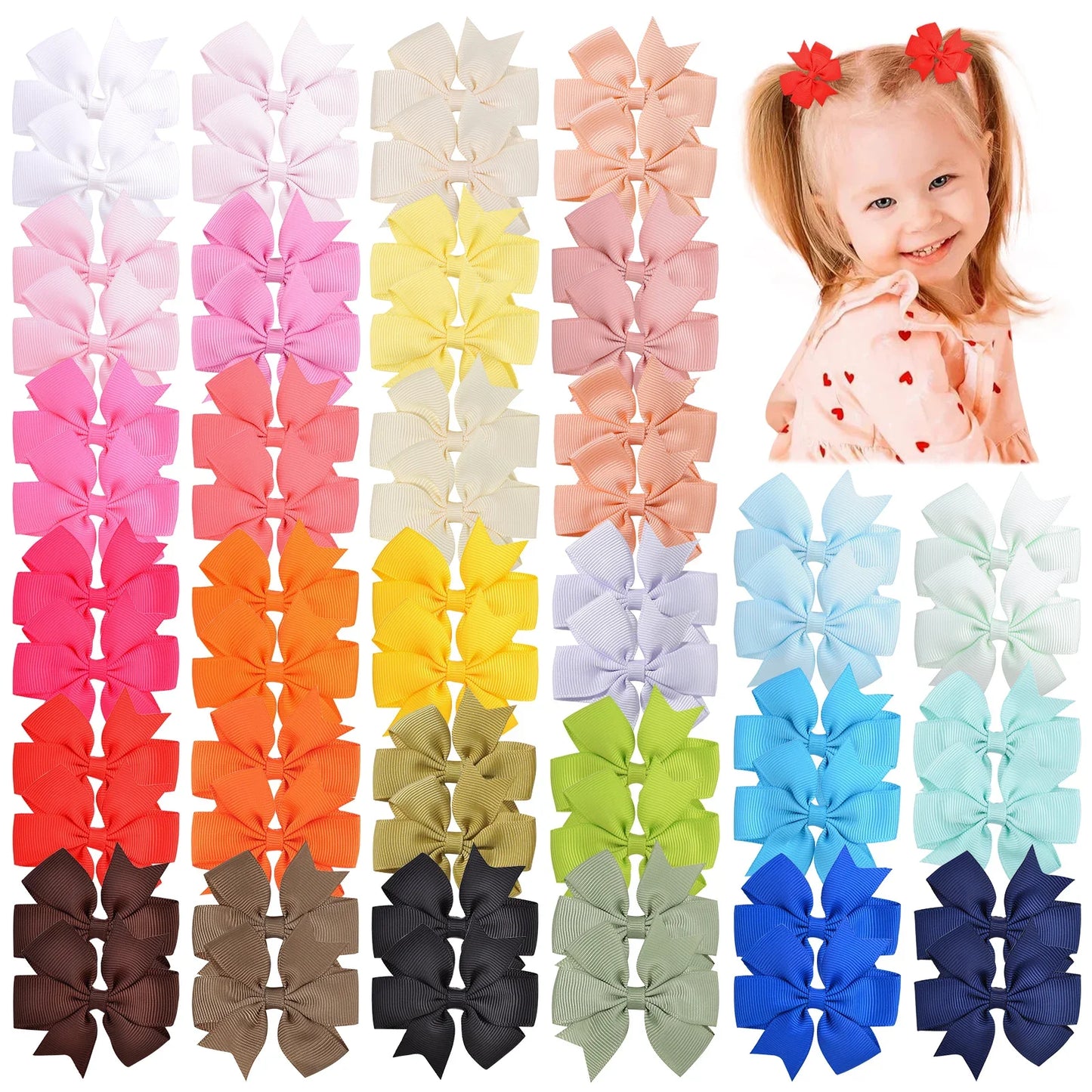 20/40PCS Candy Color Bow Hair Clip Set