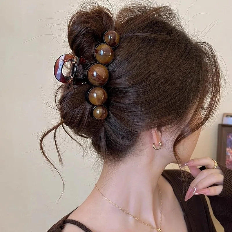 Retro Gradient Beaded Hair Claw