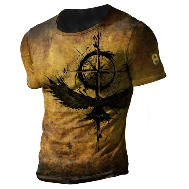 Vintage Men’s Compass Print T-Shirt